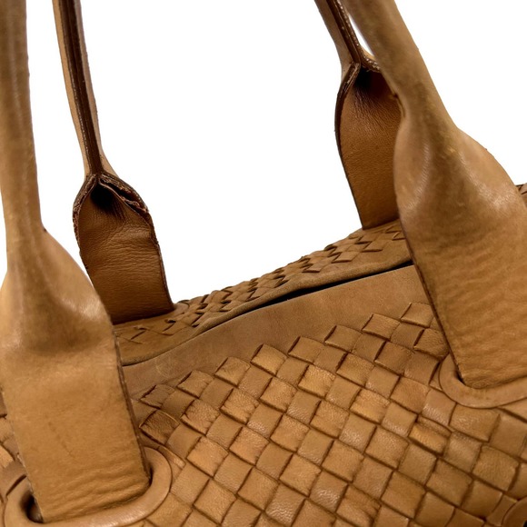 Bottega Veneta Tan Woven intrecciato Leather Satchel Handbag Made in Italy EUC - Picture 8 of 16